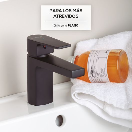 GRIFO LAVABO PLANO NEGRO MATE