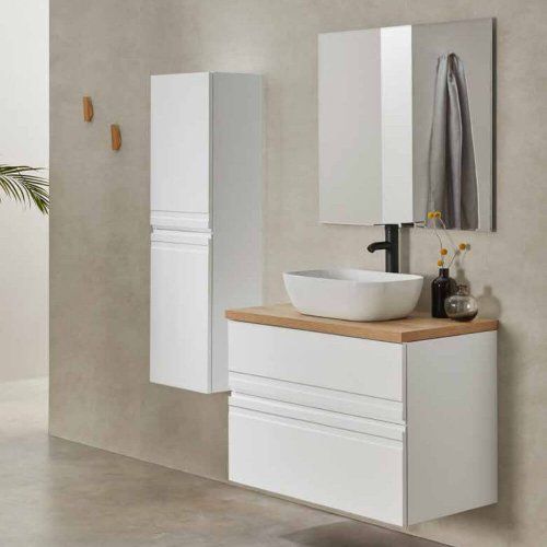 mueble modular de bano con lavabo sobre encimera 80 cm atic sanchis
